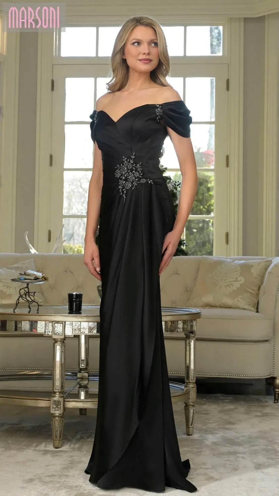 Off-Shoulder Long Formal Dress: Marsoni MV1351 sold by PromGirl product image thumbnail 4