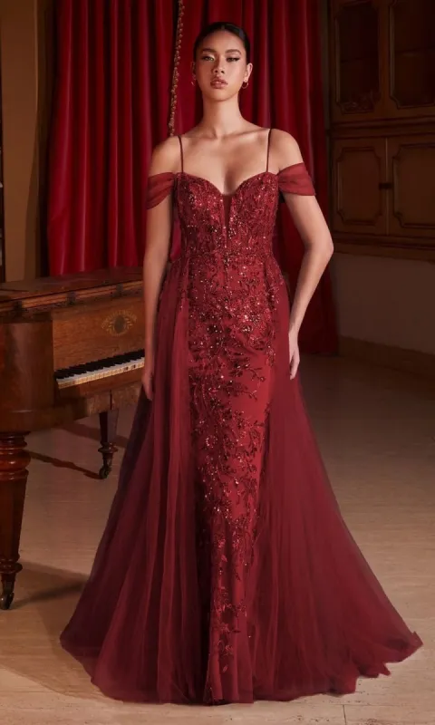 Tulle Overskirt Long Formal Dress: Ladivine SF009 sold by PromGirl