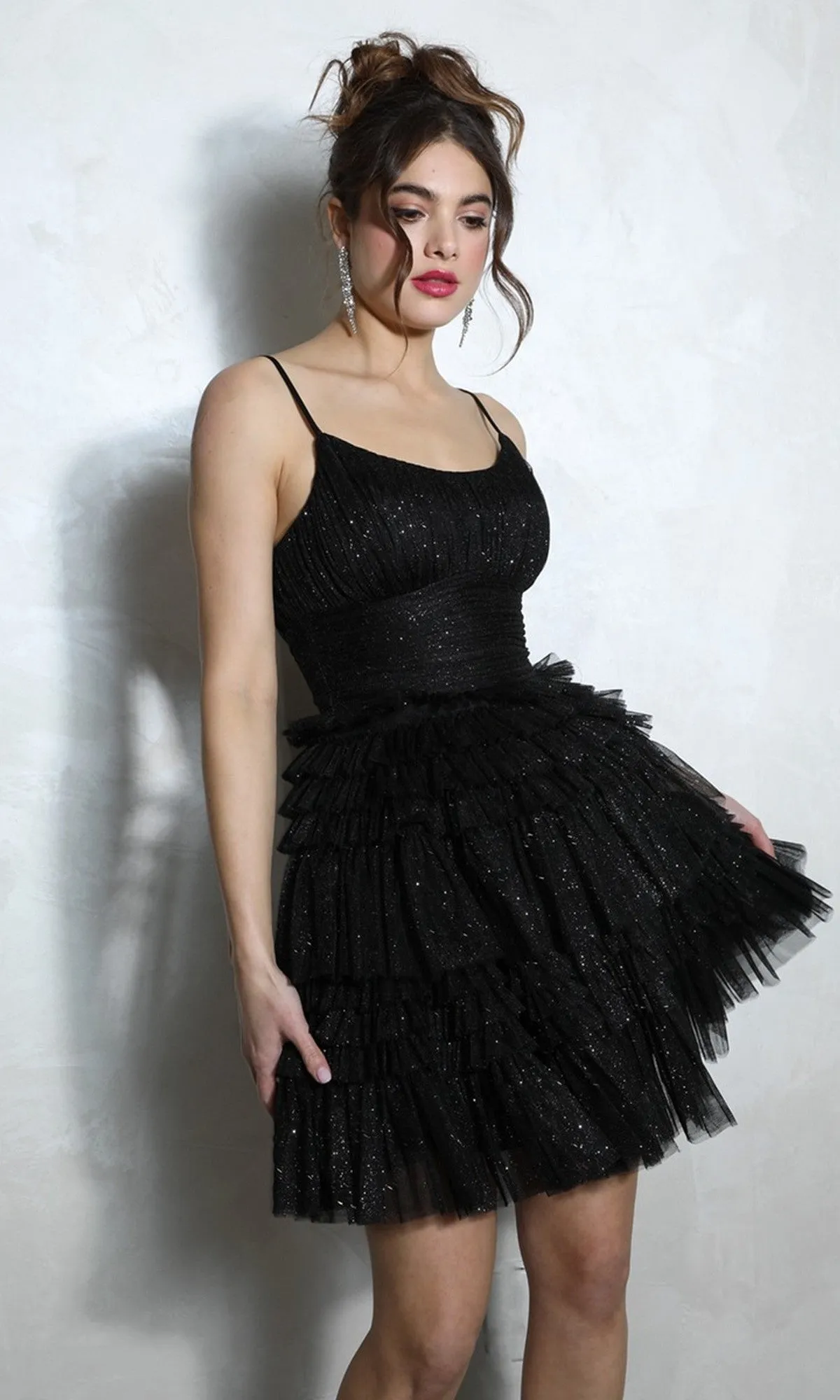 Ruffled Short Glitter Prom Dress: Eureka 9228 sold by PromGirl