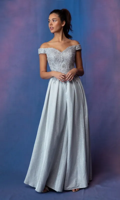Off-Shoulder Prom Gown with Pockets: Dureka 9806 sold by PromGirl