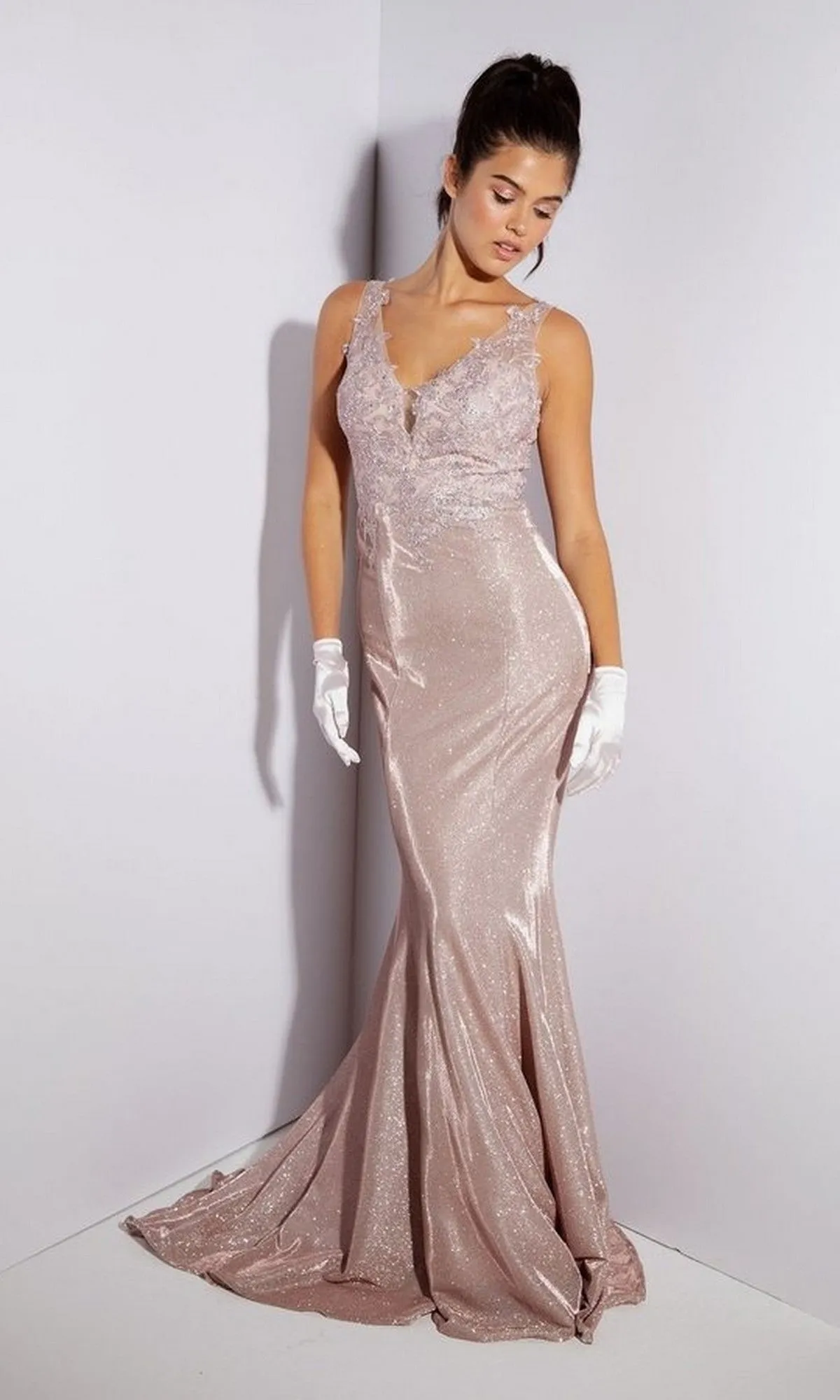 Long Glitter-Jersey Prom Dress: Eureka 9910 sold by PromGirl product image thumbnail 4