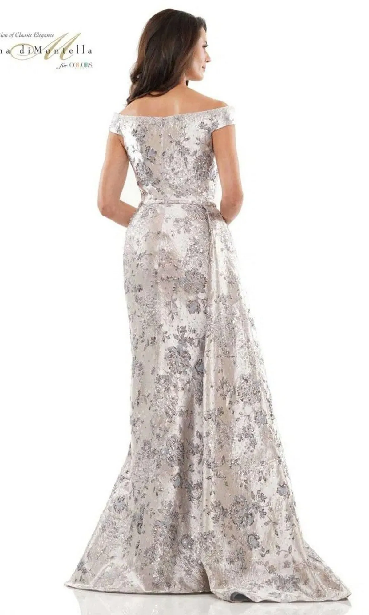Long Jacquard Formal Gown: Rina Di Montella RD2912 sold by PromGirl product image thumbnail 2