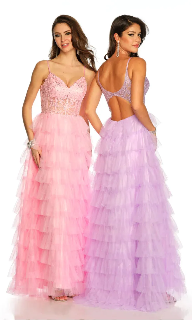 Dave and Johnny Long Tiered Prom Dress 11148 sold by PromGirl product image thumbnail 4