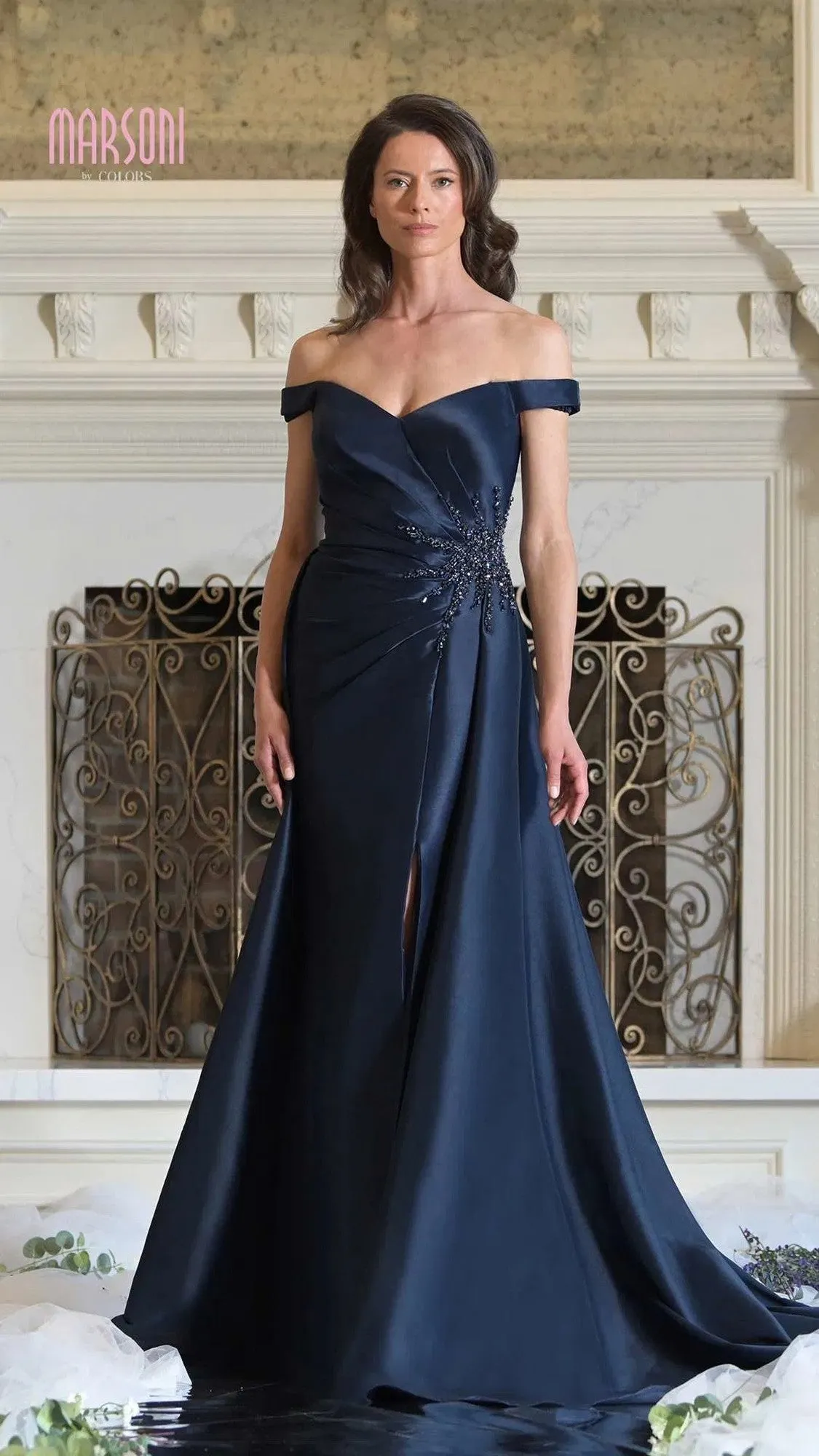 Off-Shoulder Long Formal Dress: Marsoni MV1310 sold by PromGirl product image thumbnail 3
