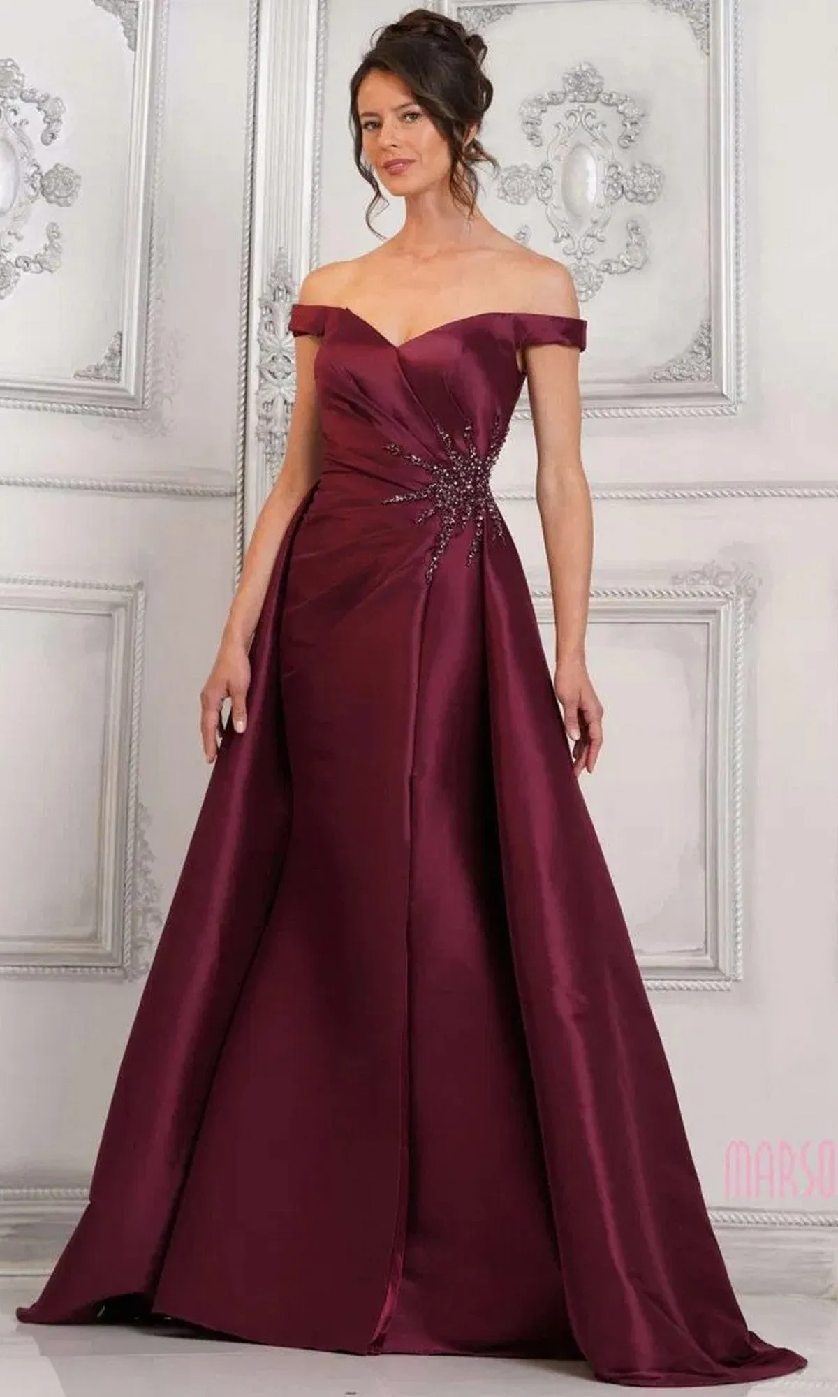 Off-Shoulder Long Formal Dress: Marsoni MV1310 sold by PromGirl
