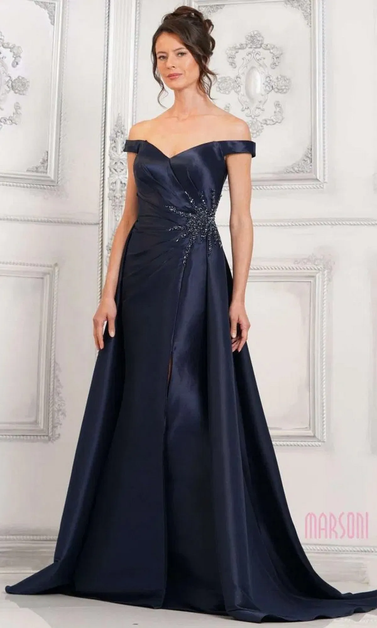 Off-Shoulder Long Formal Dress: Marsoni MV1310 sold by PromGirl product image thumbnail 5