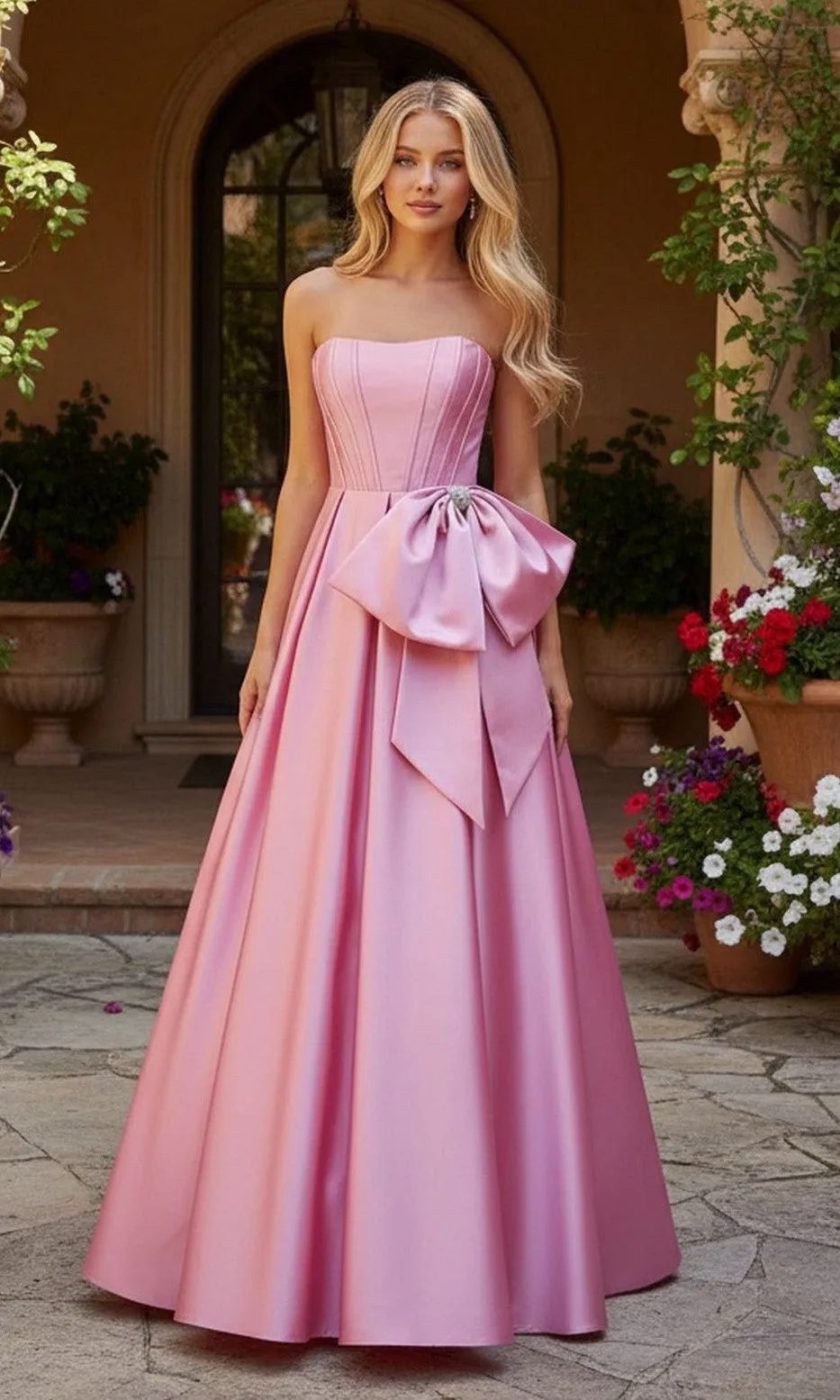 Strapless Pink Prom Gown: Blondie Nites 5977BN sold by PromGirl