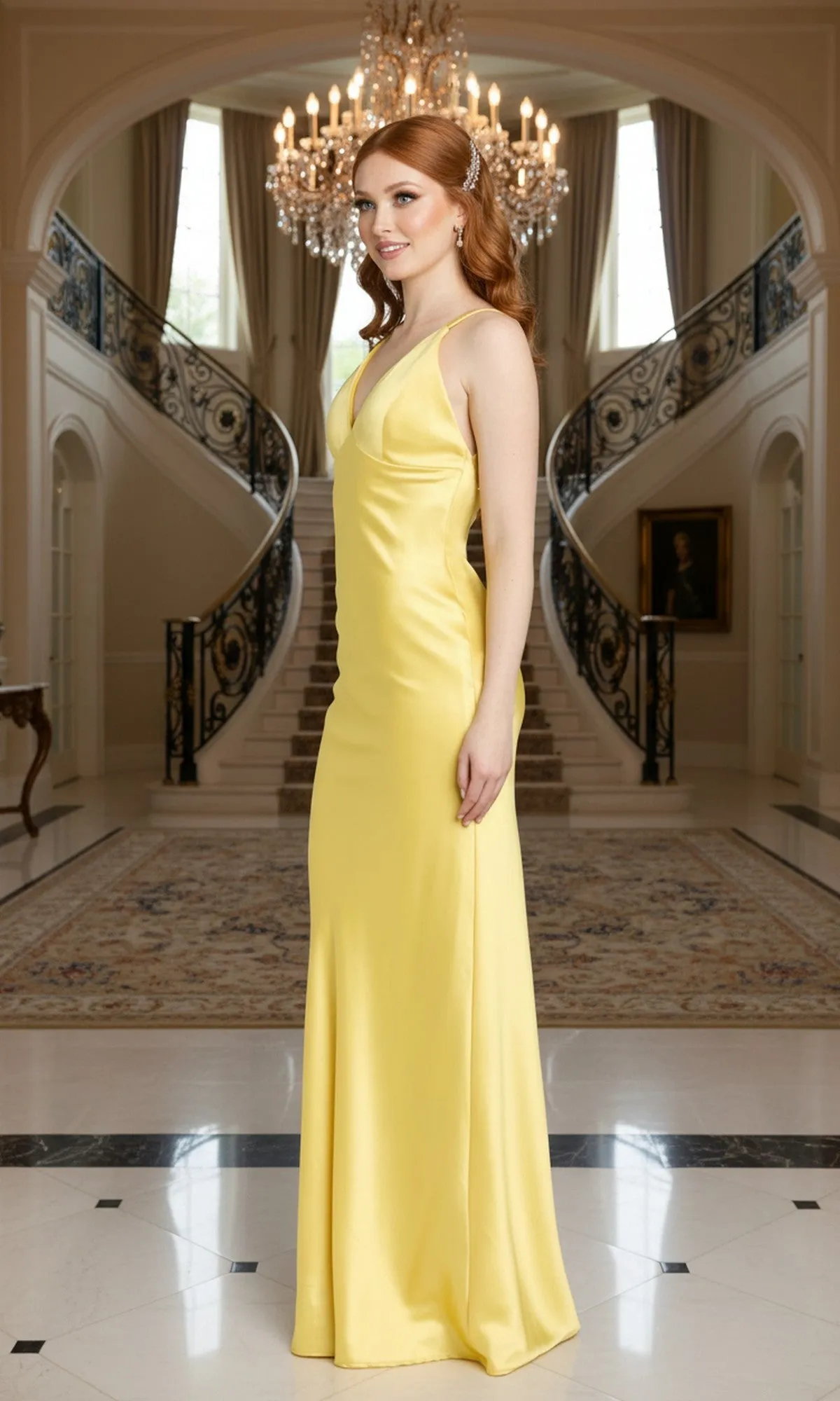 Open-Back Long Yellow Prom Dress: Morgan 14185 sold by PromGirl product image thumbnail 4