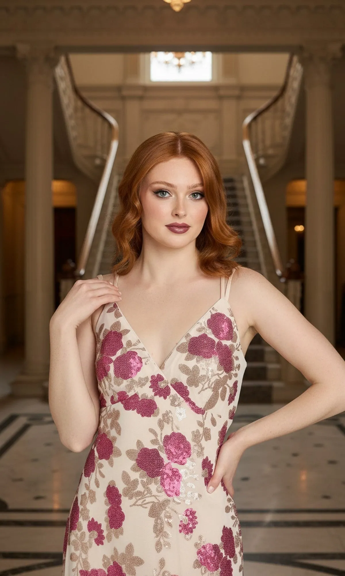 Sequin-Floral Long Prom Dress: Morgan 19199 sold by PromGirl product image thumbnail 3