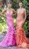 Long Mermaid Formal Gown with Feathers A1116 sold by PromGirl