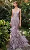Long Mermaid Formal Gown with Feathers A1116 sold by PromGirl