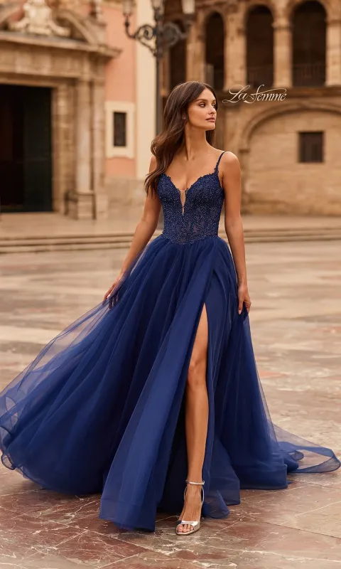 Beaded-Corset Long Prom Ball Gown: La Femme 33674 sold by PromGirl