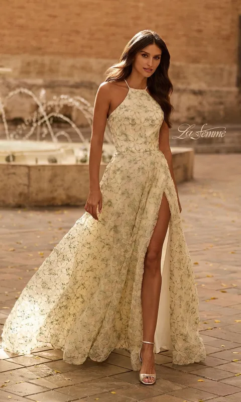 Strappy-Back Embroidered Prom Gown: La Femme 33865 made by La Femme