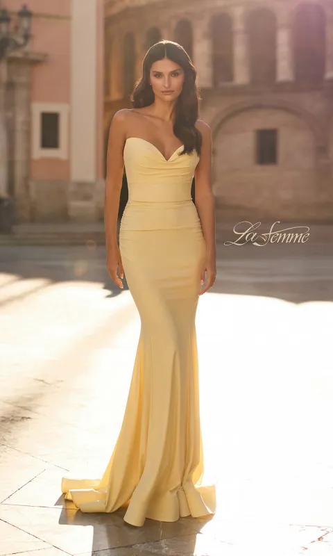 Strapless Long Jersey Prom Dress: La Femme 33864 sold by PromGirl