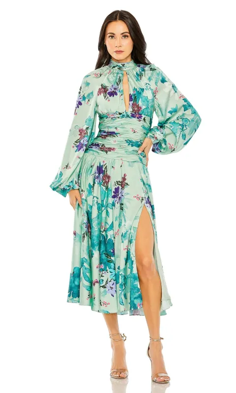 Midi Wedding Guest Dress: Mac Duggal 55988 sold by PromGirl