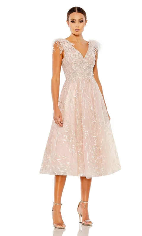 Midi Wedding Guest Dress: Mac Duggal 20275 sold by PromGirl