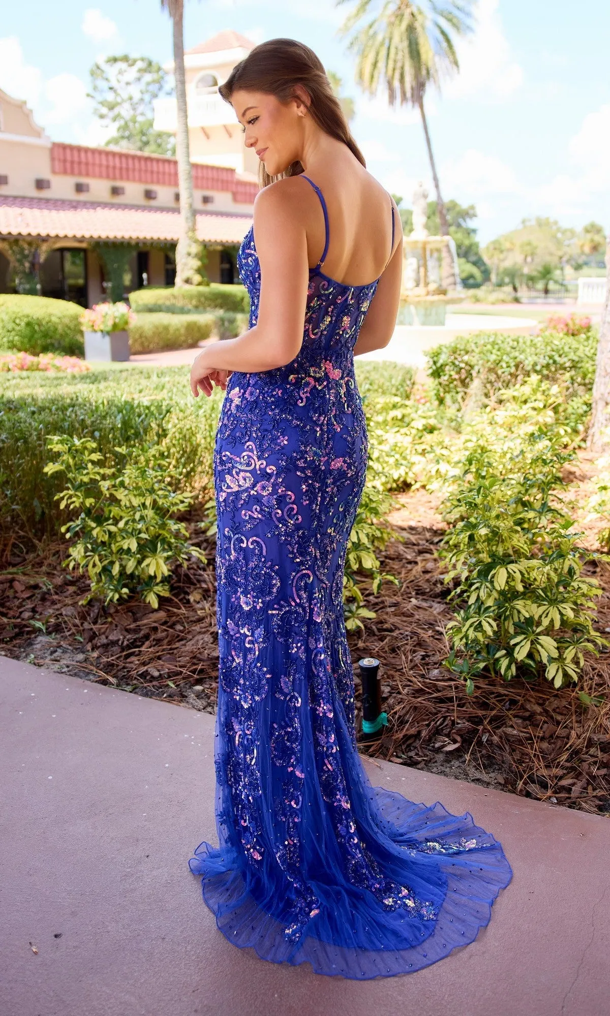 Multi-Color Long Beaded Prom Gown: Primavera 4549 sold by PromGirl product image thumbnail 2
