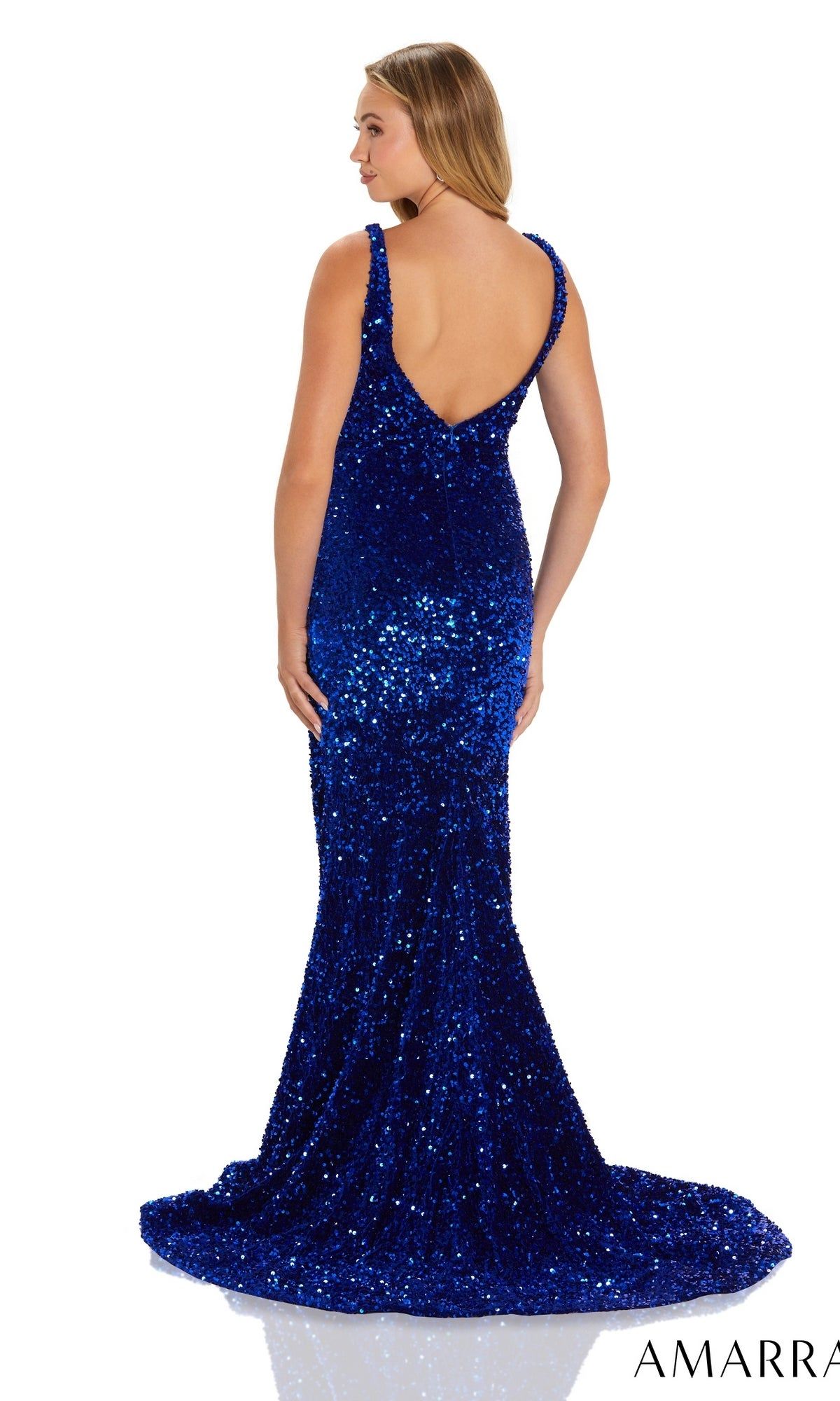 Velvet Sequin Amarra Long Prom Dress 88567 sold by PromGirl product image thumbnail 2