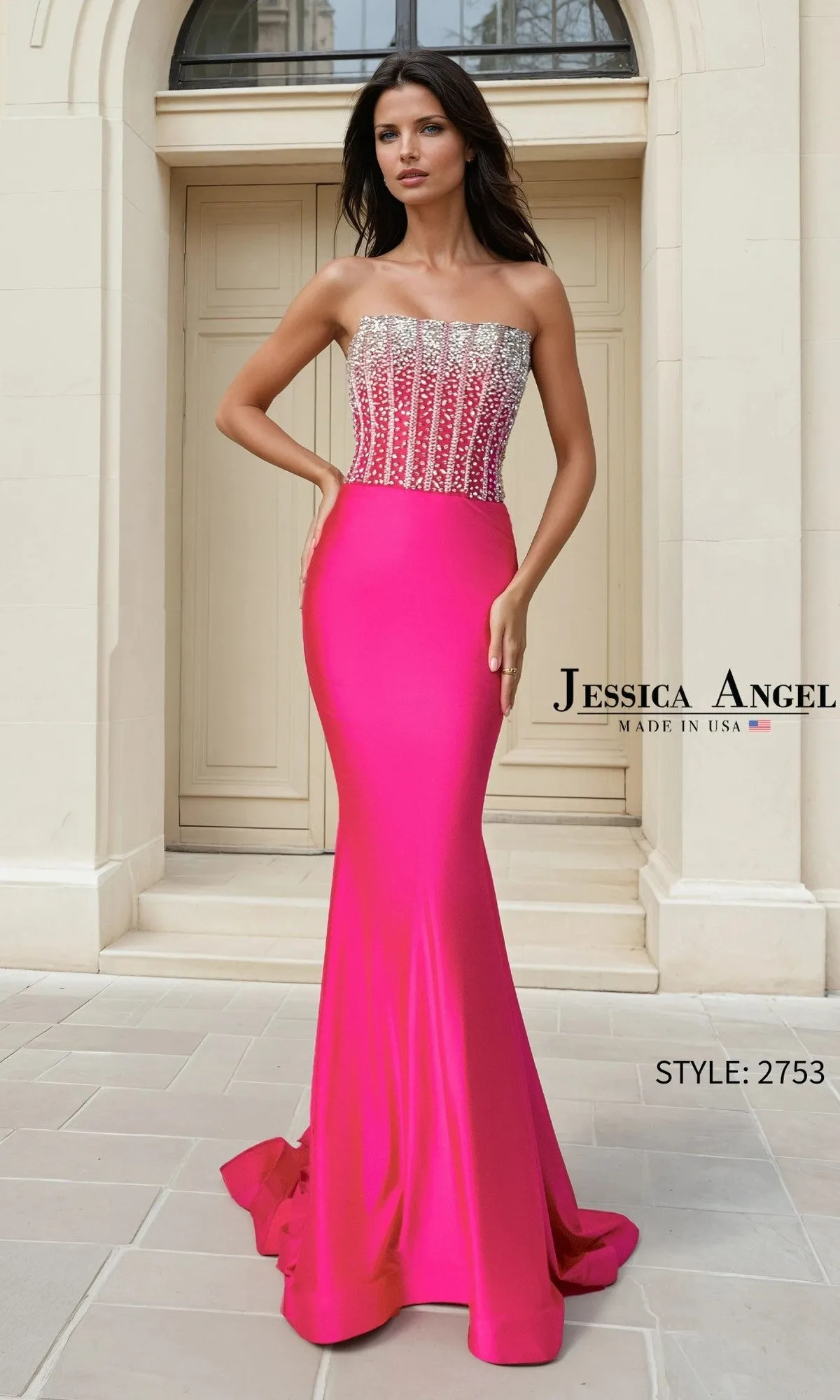 Strapless Long Satin Prom Gown: Jessica Angel 2753 sold by PromGirl