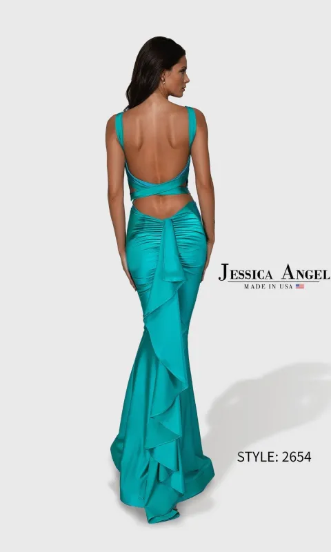 Ruffled Long V-Neck Prom Dress: Jessica Angel 2654 made by PromGirl