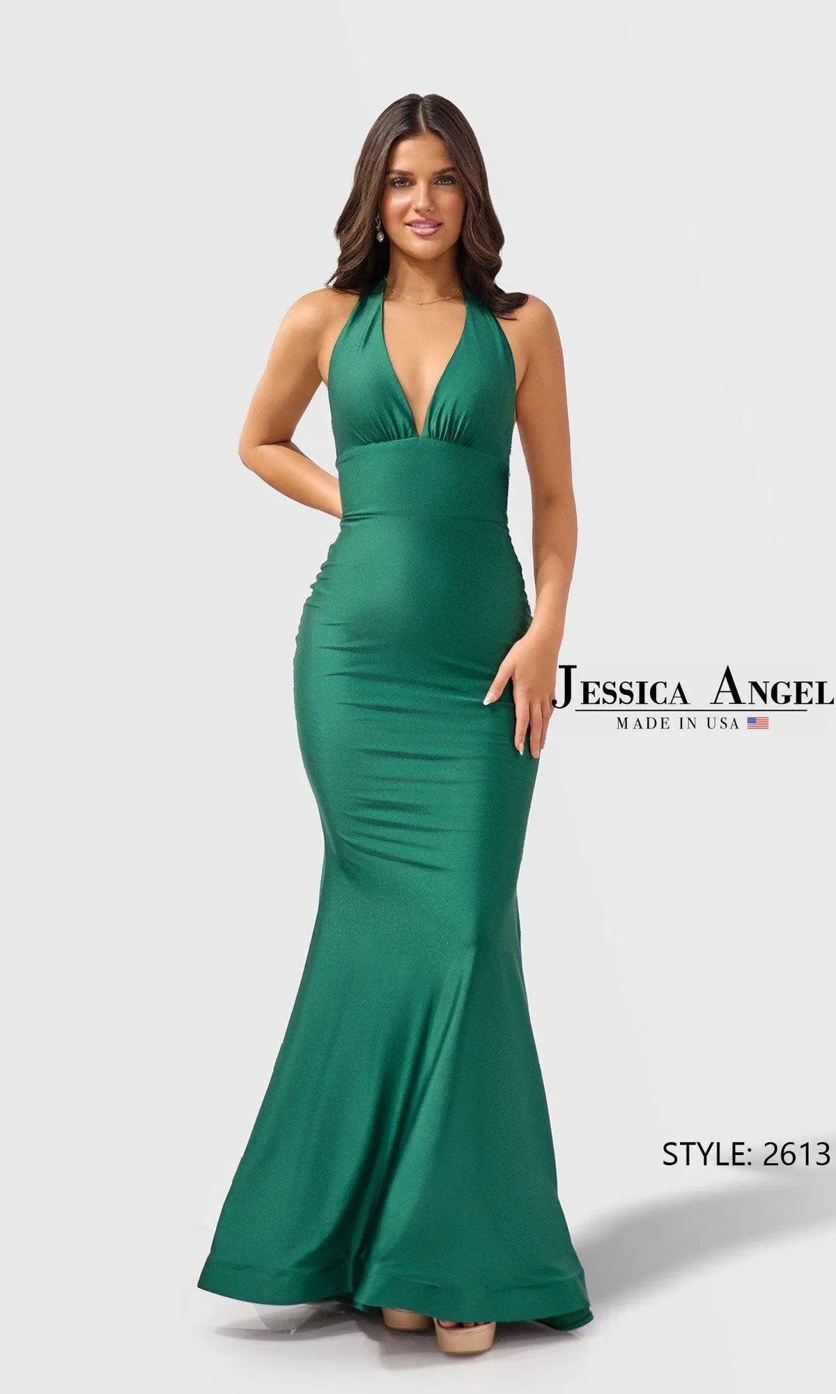 V-Neck Long Halter Prom Dress: Jessica Angel 2613 sold by PromGirl