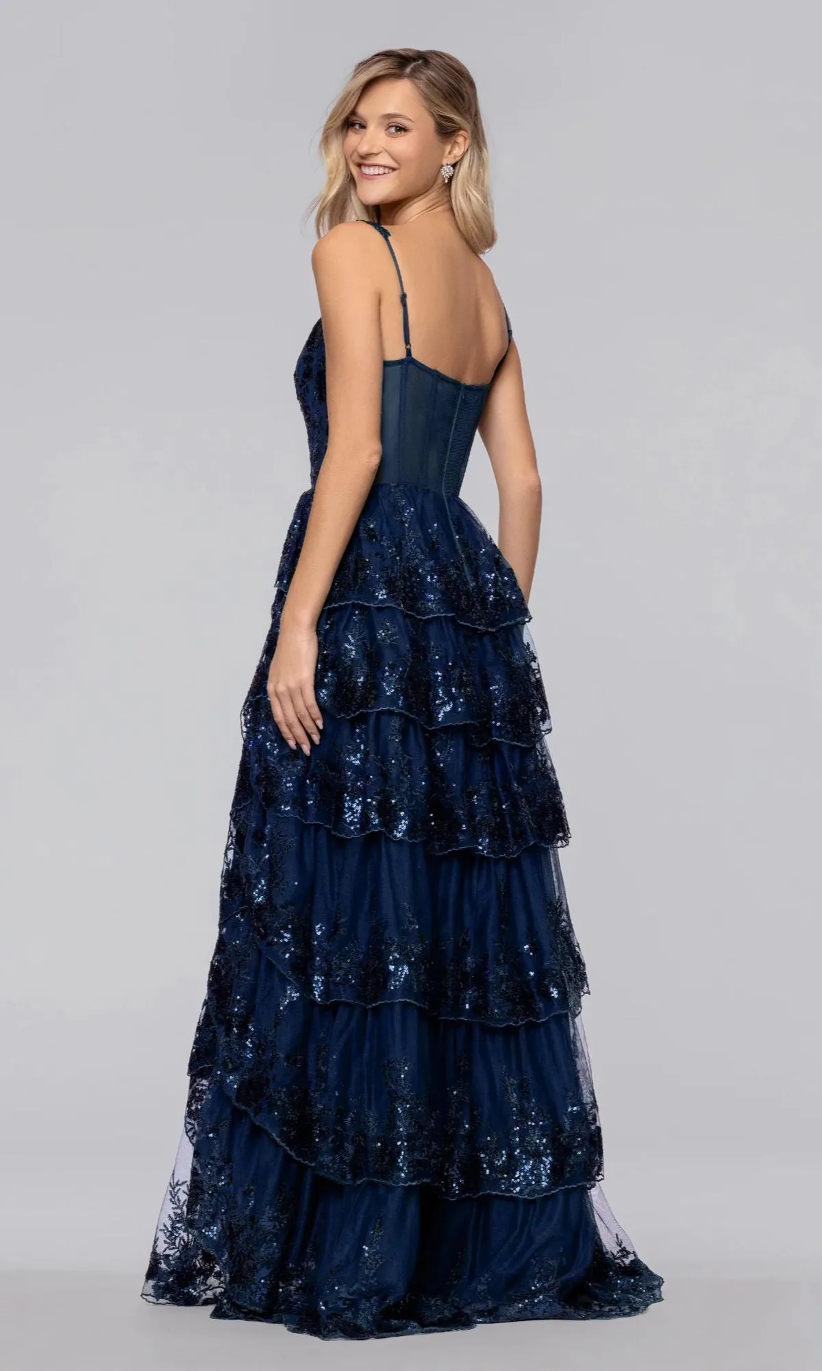 Sequim Navy Prom Ball Gown: Blondie Nites 6126BN sold by PromGirl product image thumbnail 2