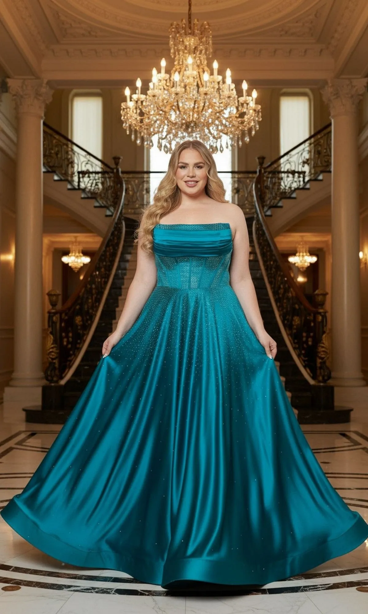 Long Plus-Size Prom Dress: Poly USA W1244 sold by PromGirl