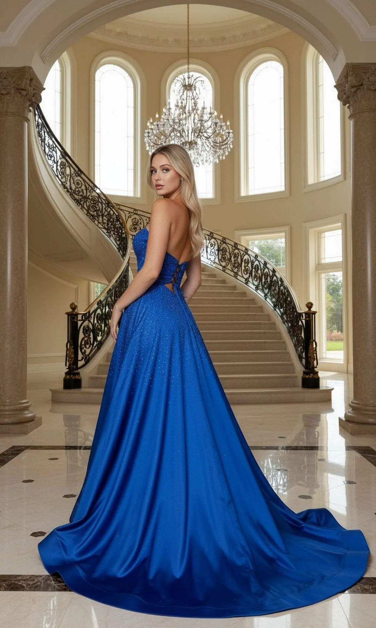 Long Prom Dress: Poly USA 25130 sold by PromGirl product image thumbnail 4