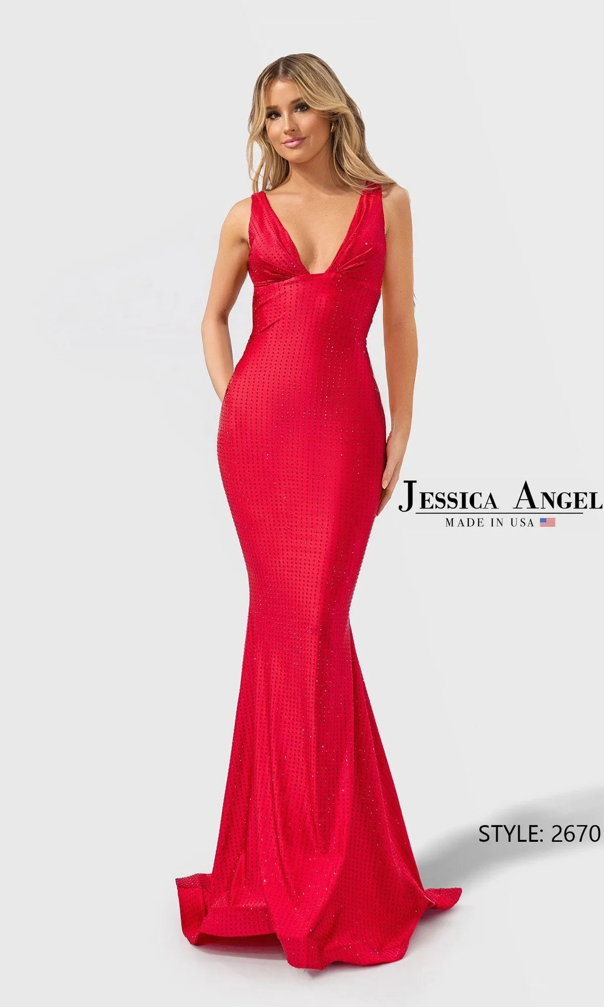 V-Neck Long Beaded Prom Dress: Jessica Angel 2670 sold by PromGirl