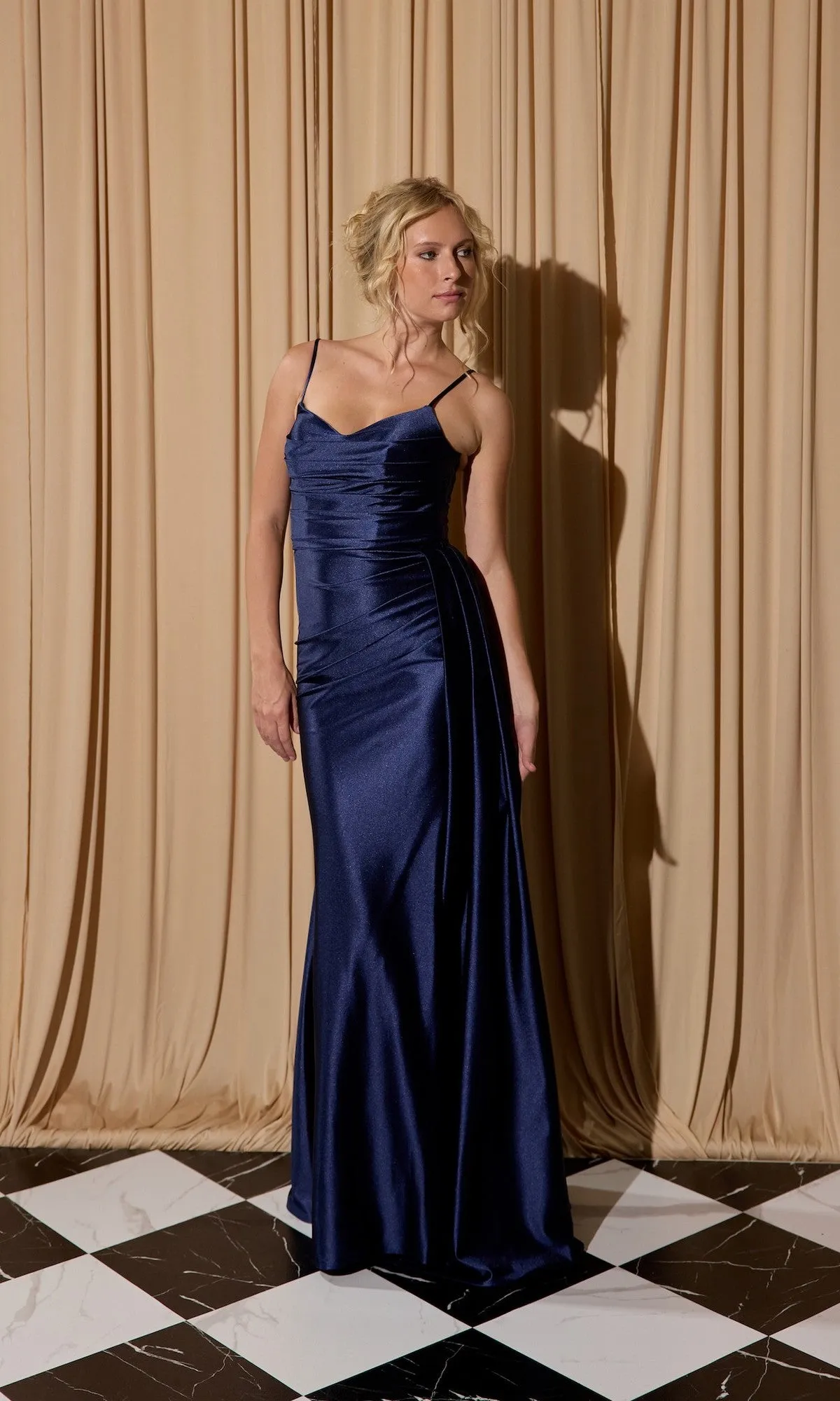 Side-Drape Long Satin Prom Dress: Eureka EK199 sold by PromGirl product image thumbnail 4