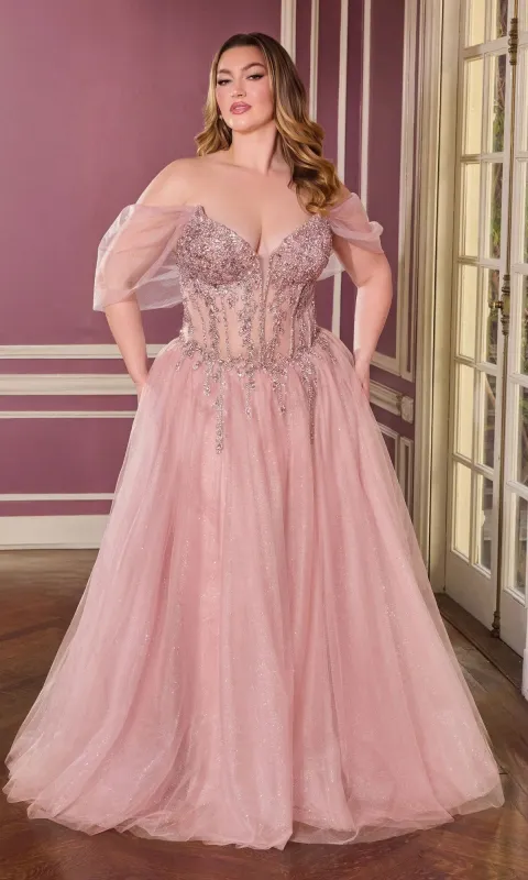 Plus-Size Glitter Prom Ball Gown: Ladivine CD721C made by PromGirl