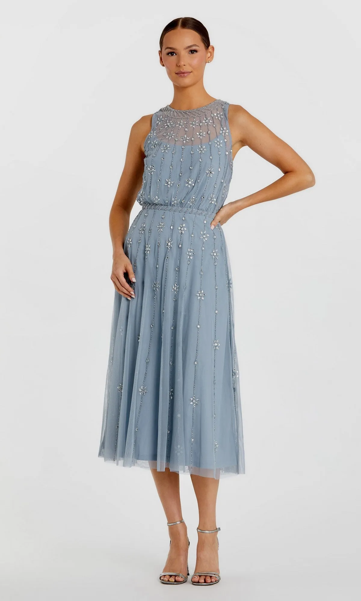 Midi Wedding Guest Dress: Mac Duggal 9222 sold by PromGirl