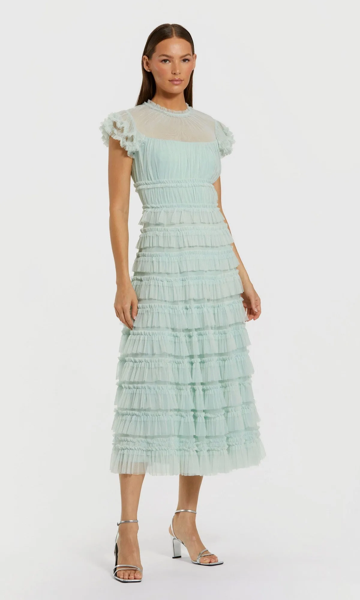 Midi Wedding Guest Dress: Mac Duggal 8285 sold by PromGirl