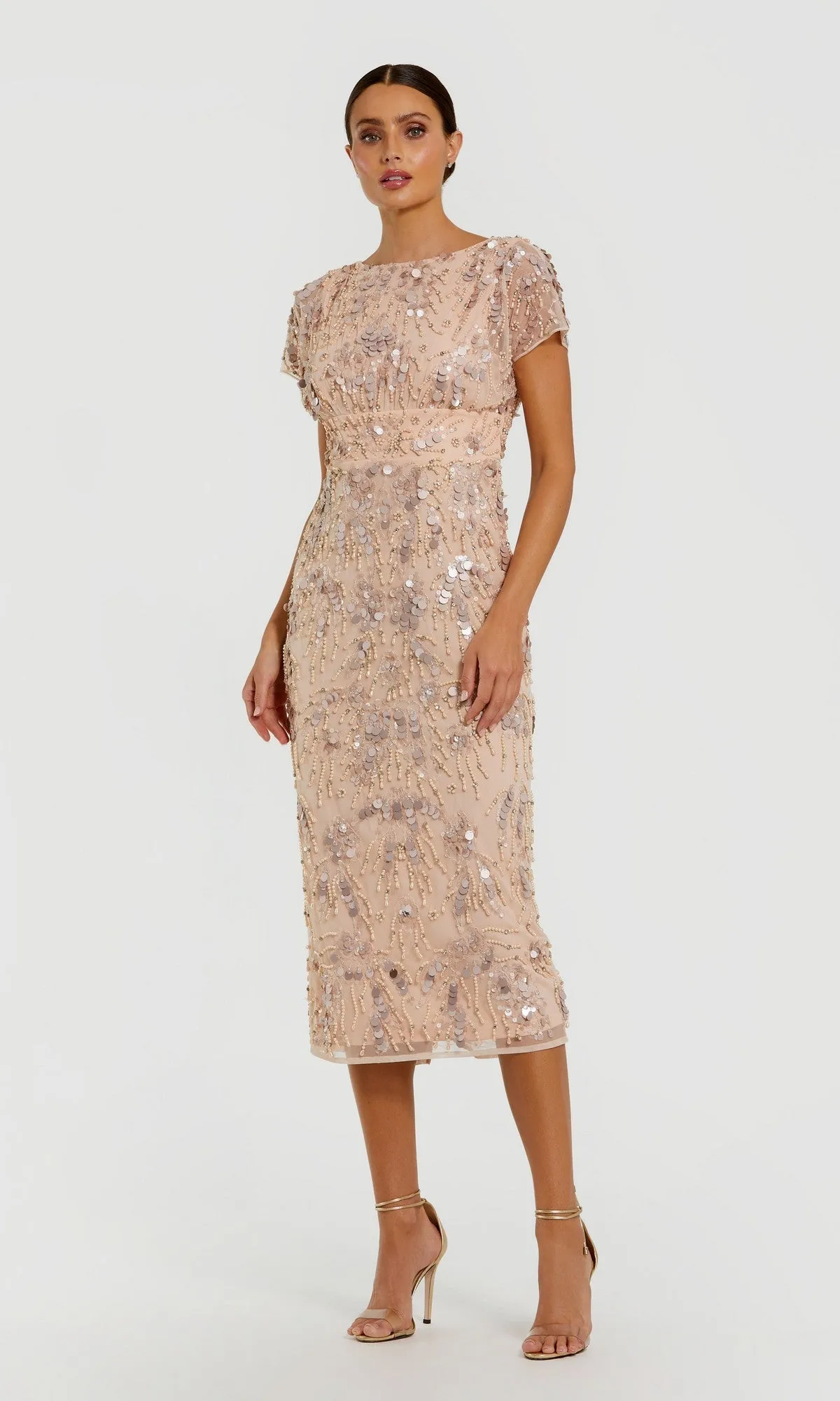 Midi Wedding Guest Dress: Mac Duggal 94150 sold by PromGirl