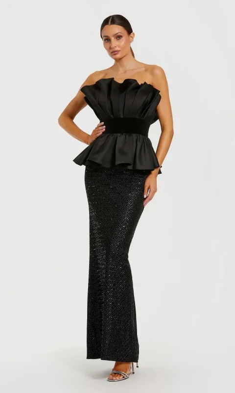 Ruffled Peplum Black Formal Gown: Mac Duggal 21174 made by Mac Duggal