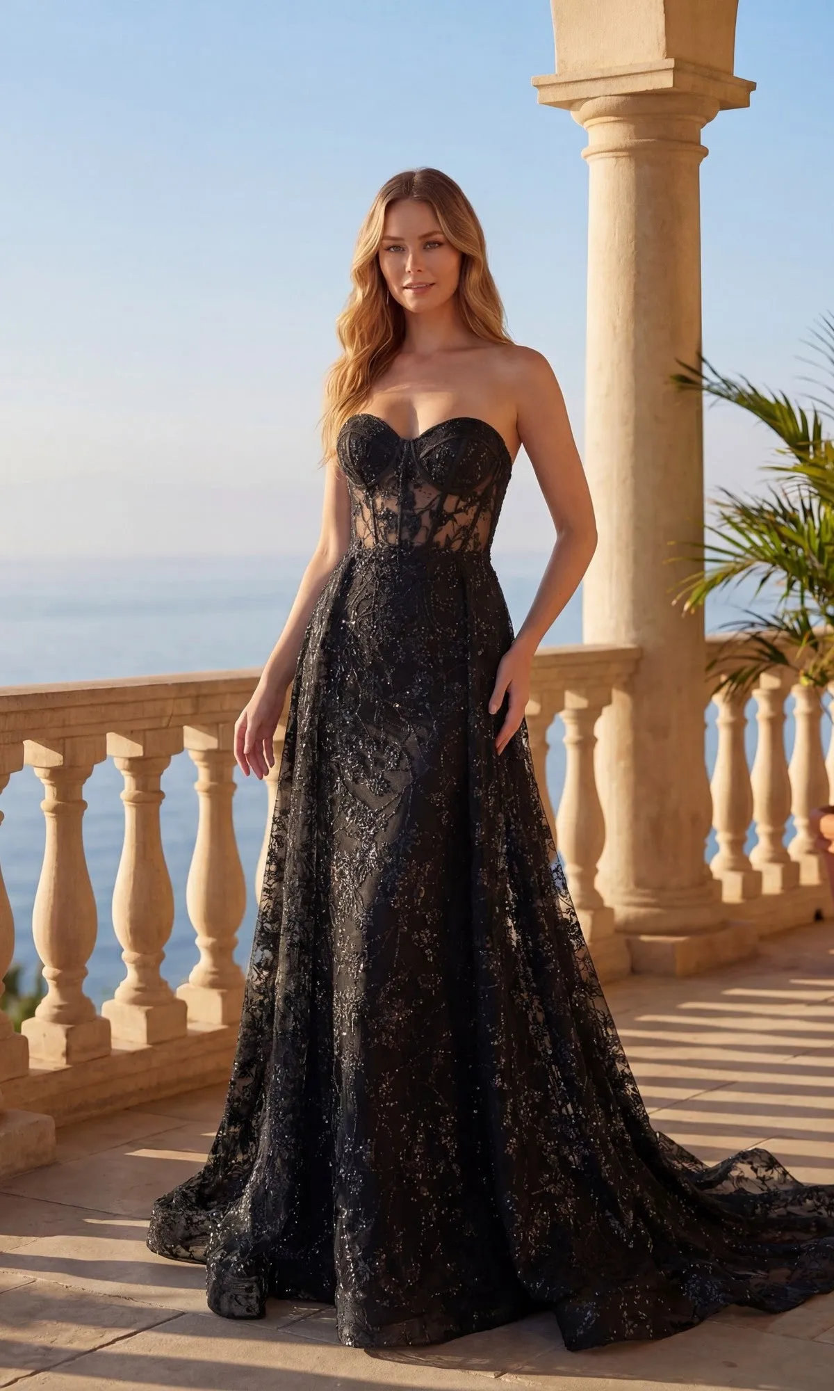 Overskirt Strapless Lace Prom Gown: Chicas C819 sold by PromGirl product image thumbnail 4