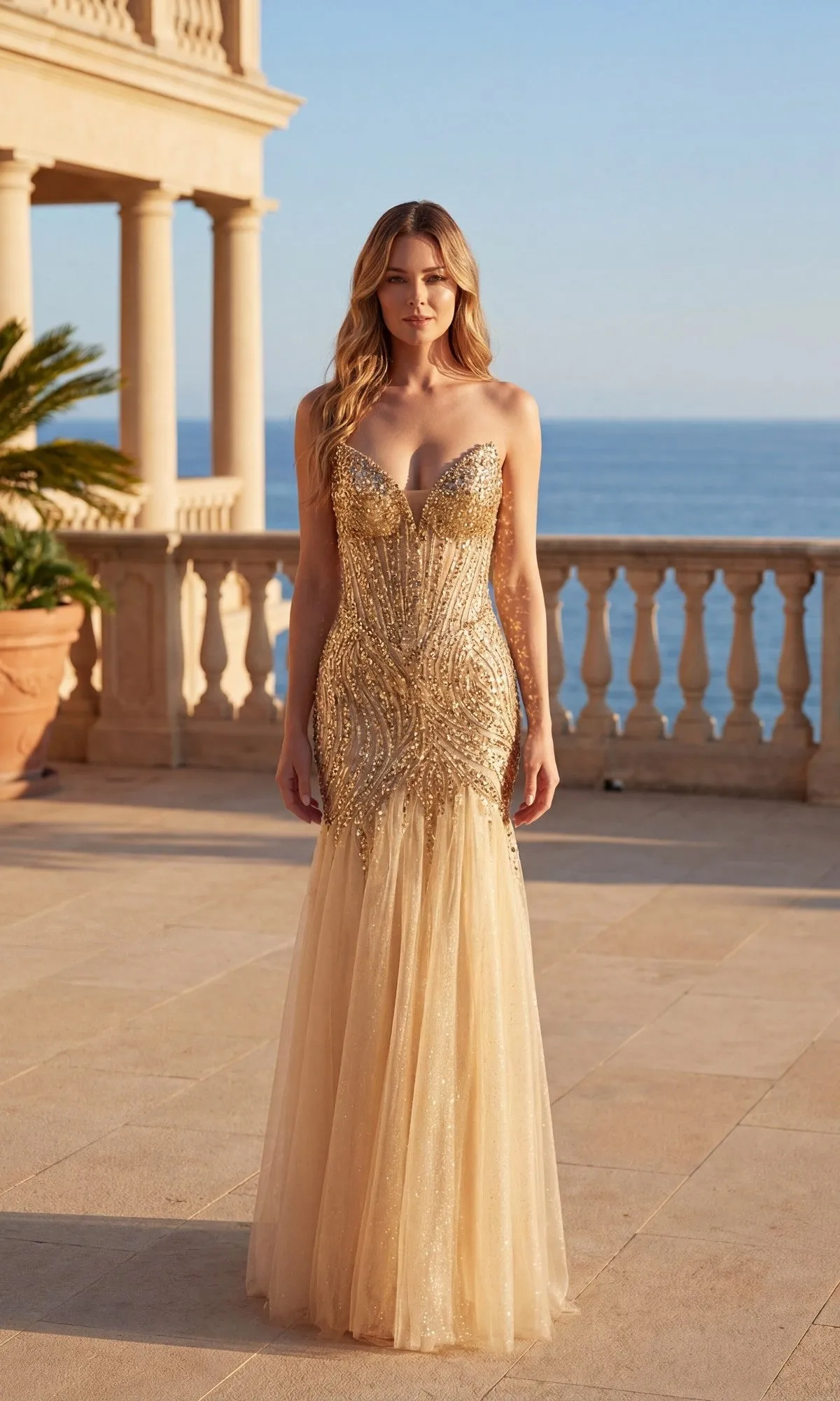 Strapless Sequin Mermaid Prom Gown: Chicas C345 sold by PromGirl