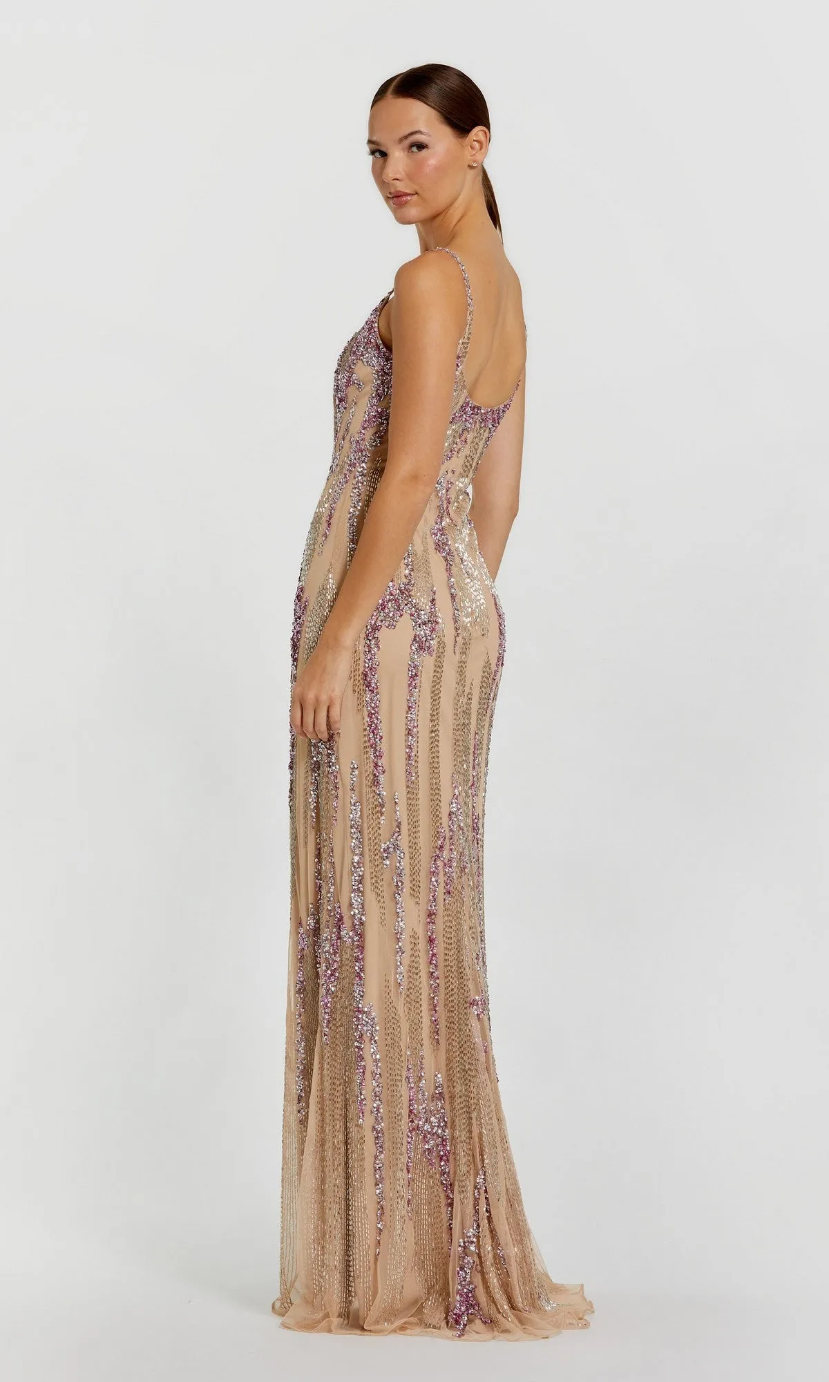 Long Beaded Nude Formal Dress: Mac Duggal 6150 sold by PromGirl product image thumbnail 2