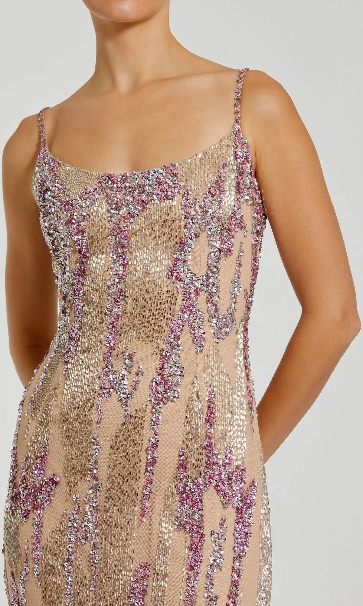 Long Beaded Nude Formal Dress: Mac Duggal 6150 sold by PromGirl product image thumbnail 3