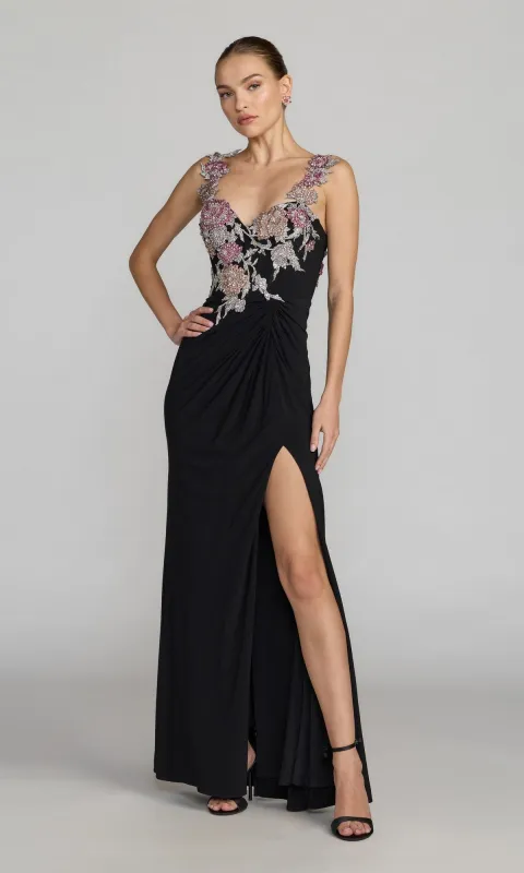 Long Black Beaded Formal Dress: Mac Duggal 11956 made by Mac Duggal