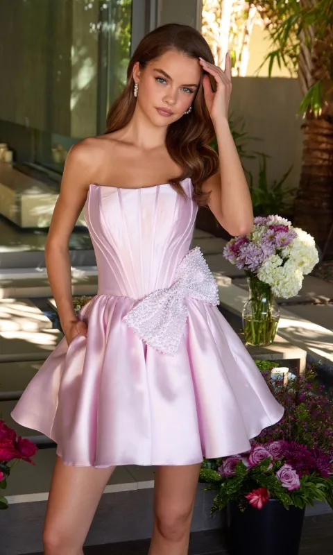 Side-Pocket Mini Hoco Dress: Ava Presley 47298 made by PromGirl