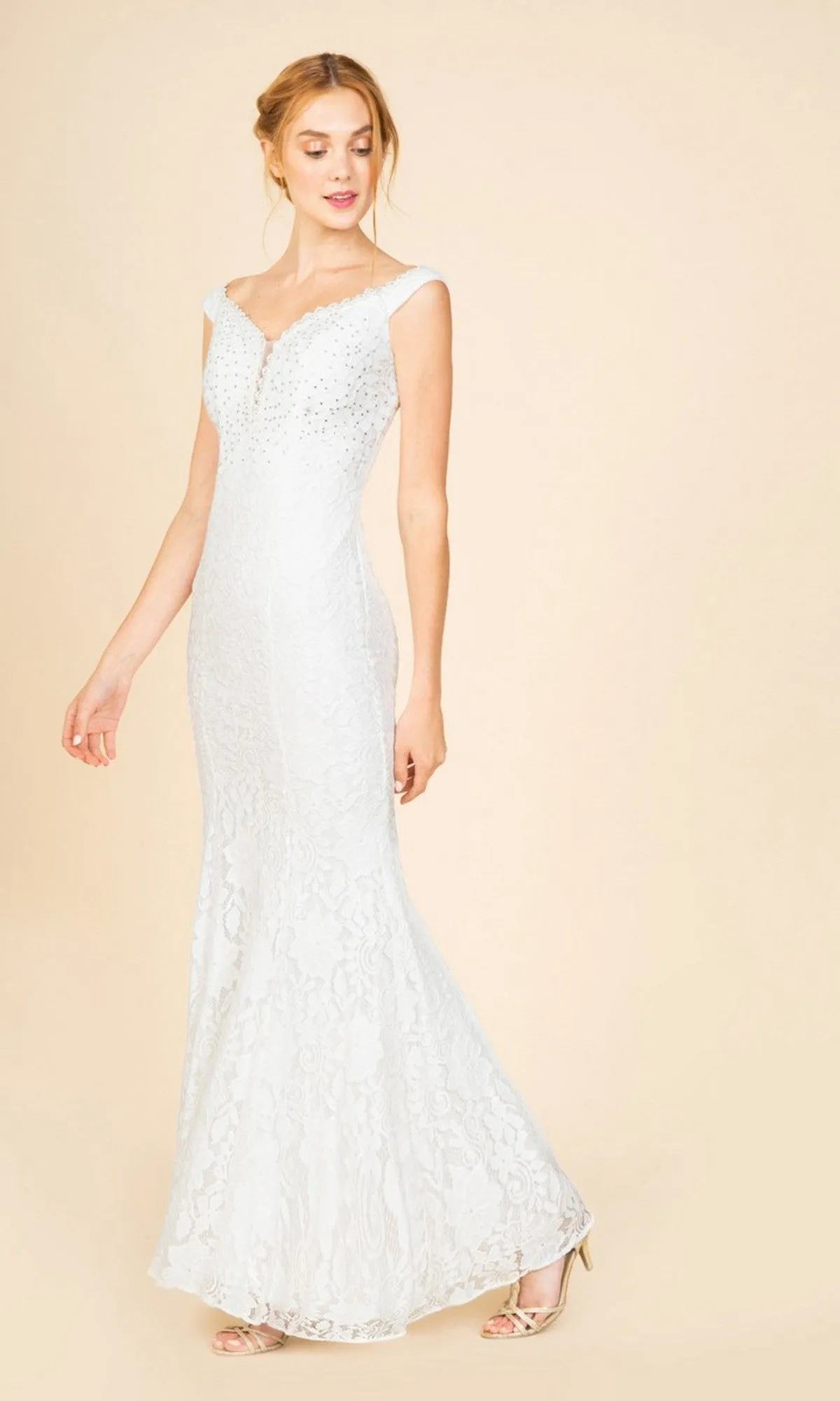Off-Shoulder Long Lace Prom Dress: Eureka 8050 sold by PromGirl product image thumbnail 3