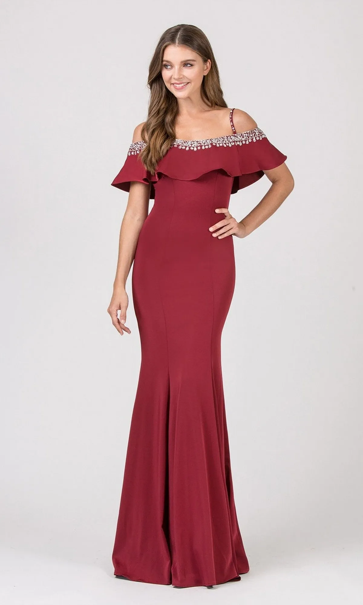 Off-Shoulder Ruffle Long Prom Dress: Eureka 7333 sold by PromGirl product image thumbnail 4