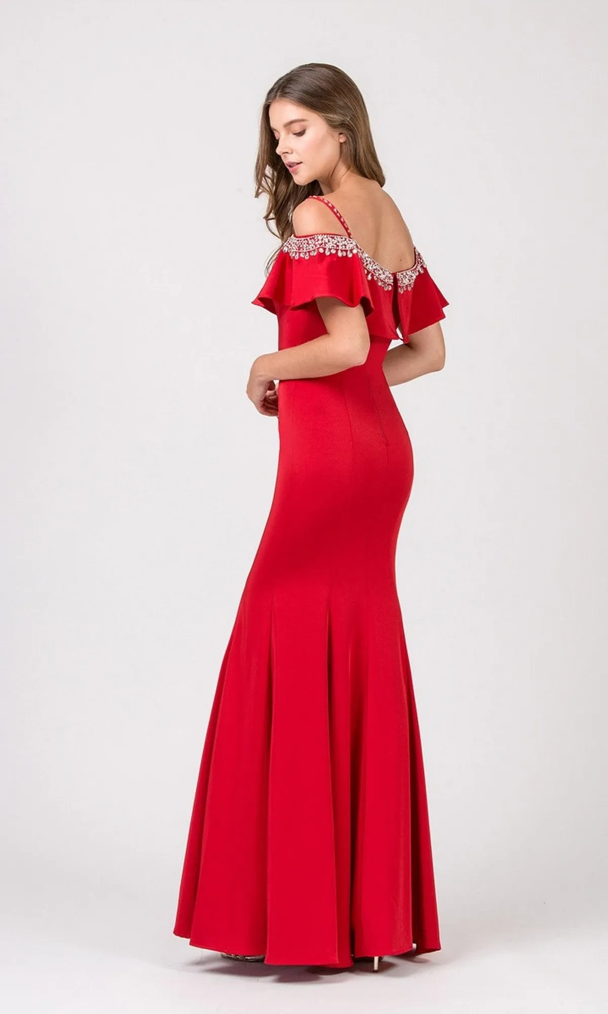 Off-Shoulder Ruffle Long Prom Dress: Eureka 7333 sold by PromGirl product image thumbnail 5