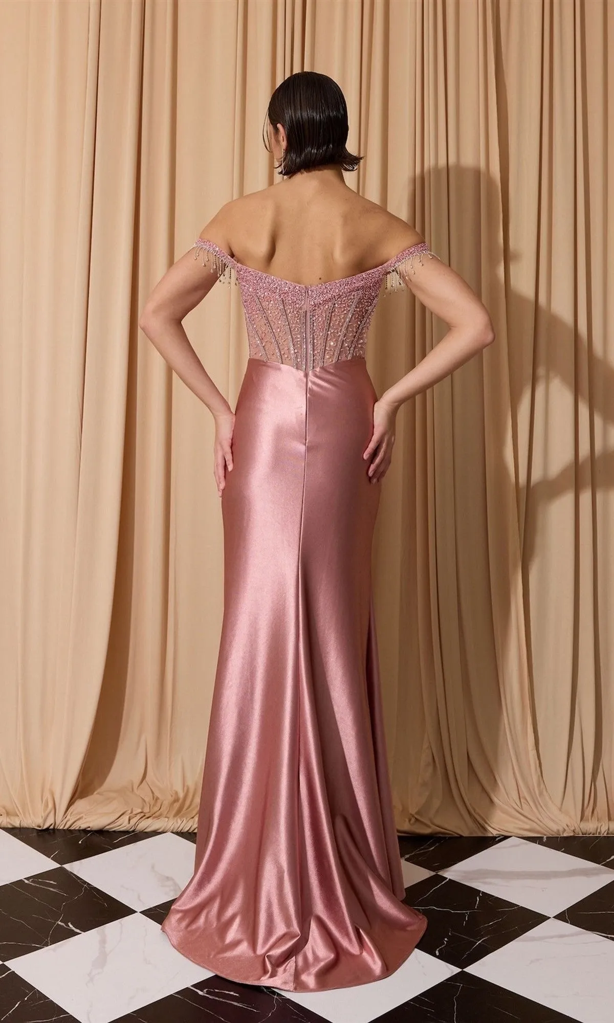 Beaded-Corset Long Satin Prom Dress: Eureka EK179 sold by PromGirl product image thumbnail 2
