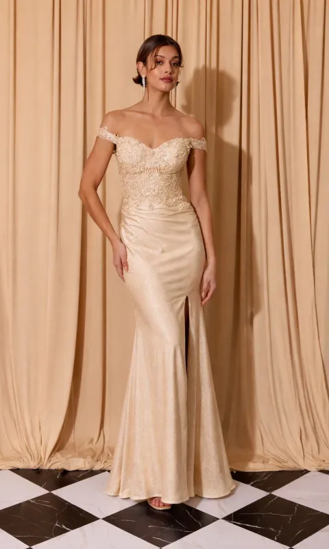 Off-Shoulder Long Corset Prom Dress: Eureka EK173 made by PromGirl