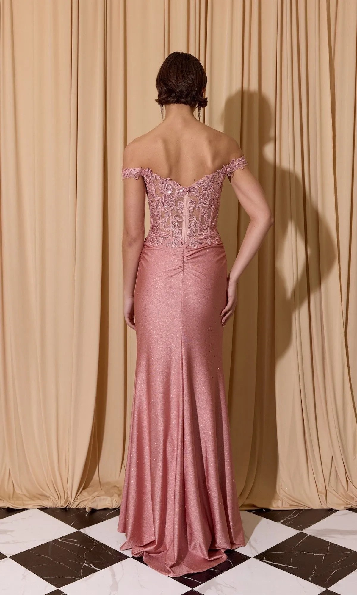 Off-Shoulder Long Corset Prom Dress: Eureka EK173 sold by PromGirl product image thumbnail 2