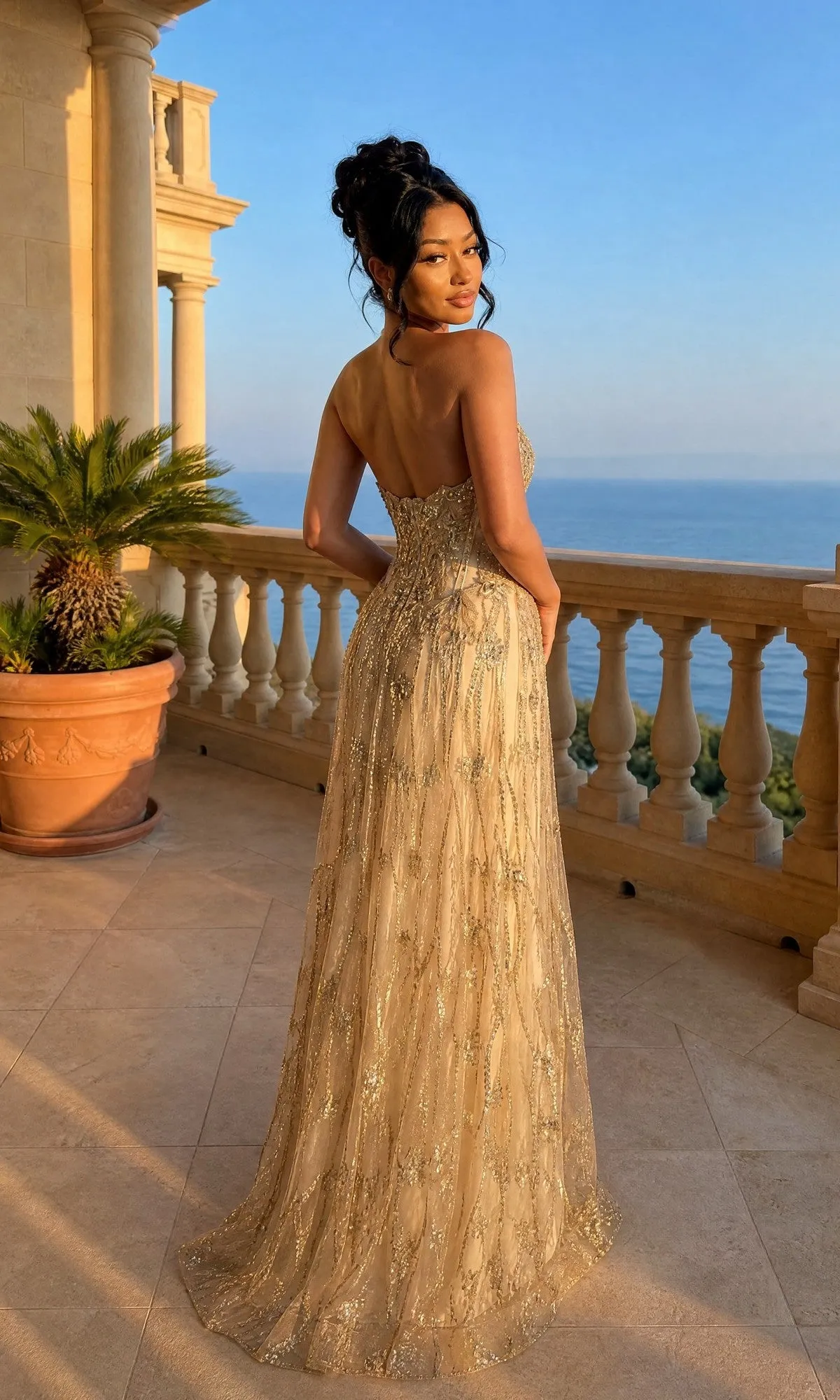 Strapless Long Beaded Prom Dress: Chicas C329 sold by PromGirl product image thumbnail 2