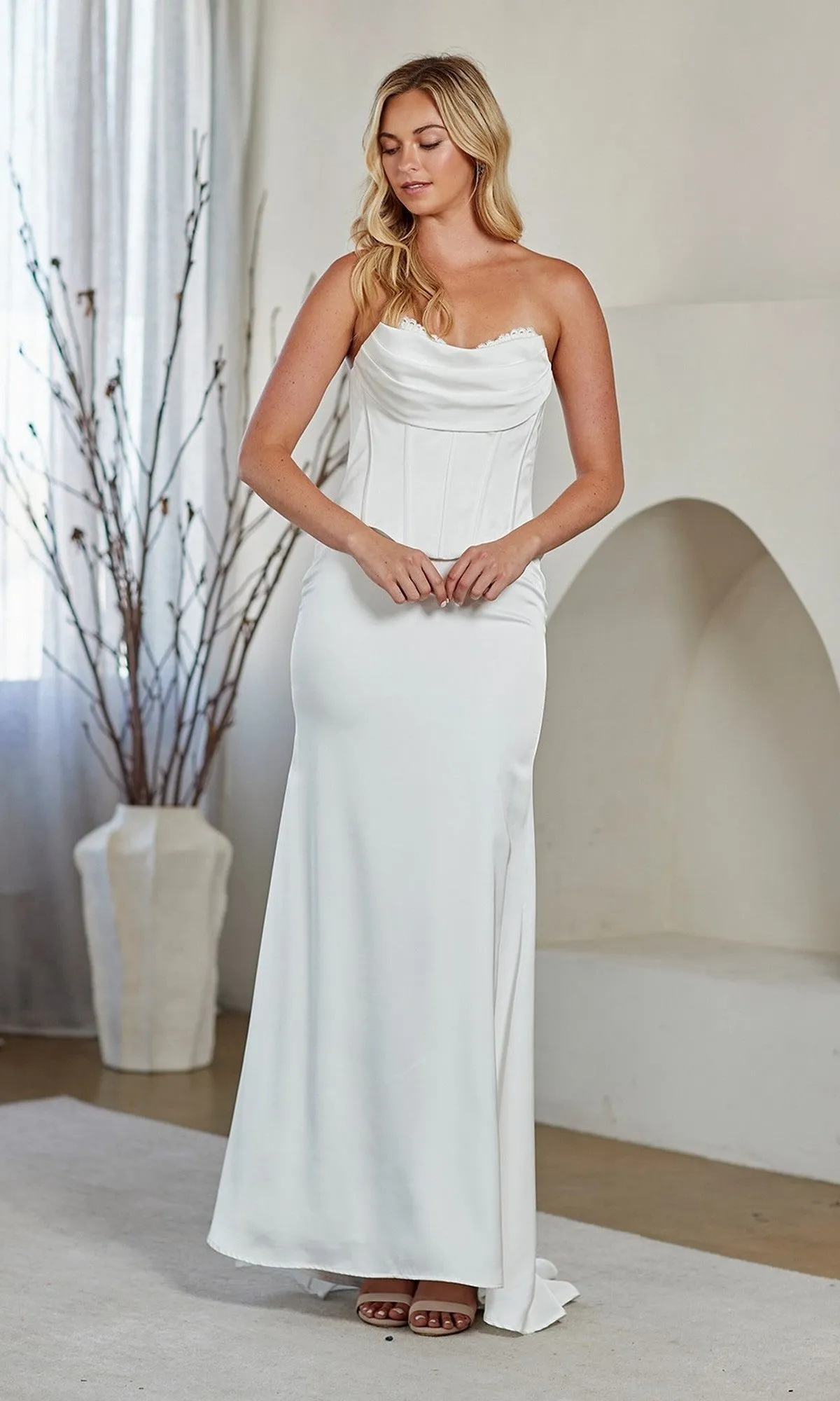 Strapless White Prom Gown: Amelia Couture 6137 sold by PromGirl product image thumbnail 5