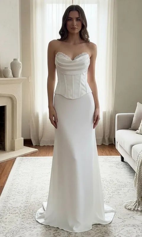 Strapless White Prom Gown: Amelia Couture 6137 made by PromGirl